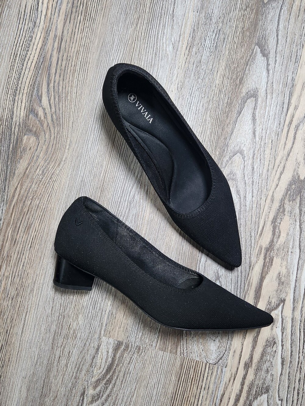 Vivaia Point Toe Stress Free Block Heel Shoe Black Women Size EU 43 US 11
